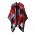 Casaco feminino de inverno lenço wrap reversível poncho capa cardigã tricotado